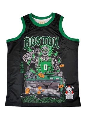 🍀🏀💀🏀🍀 Brand X Jayson Tatum Skull Graphic Basketball Jersey